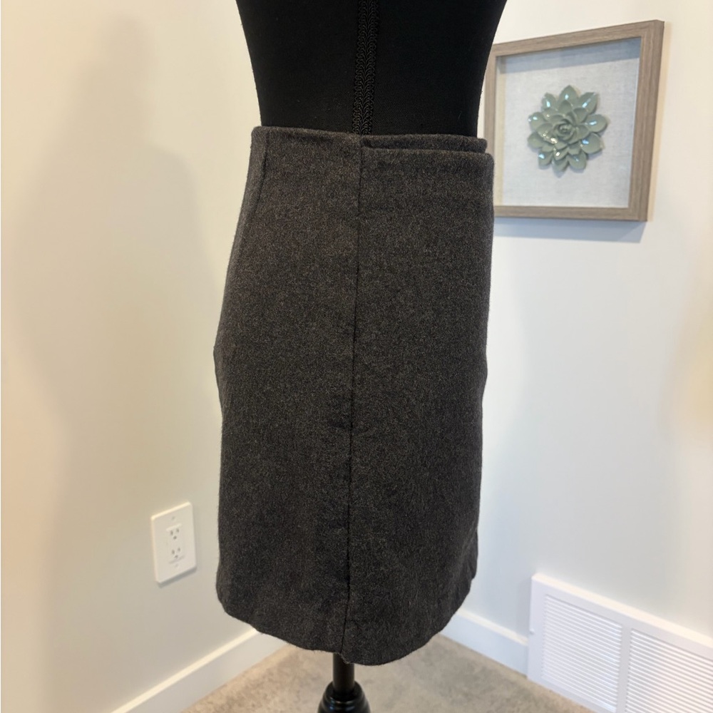 Aritzia Wilfred Dorine Grey Faux Wrap Mini Skirt Wool/Cashmere/Silk EUC - Picture 5 of 12
